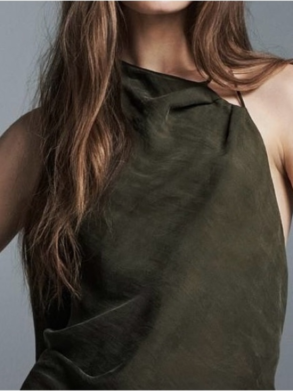 Zara One-Shoulder Draped Back Top – Large